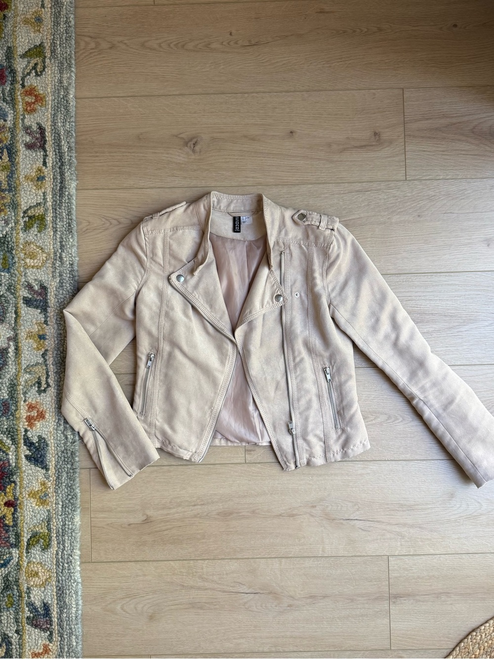H&M Divided Blush Pink Faux Suede Moto Jacket